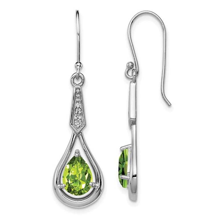 2.00 Carat (ctw) Peridot Dangle Drop Earrings in Sterling Silver Image 1