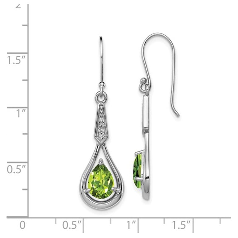 2.00 Carat (ctw) Peridot Dangle Drop Earrings in Sterling Silver Image 2