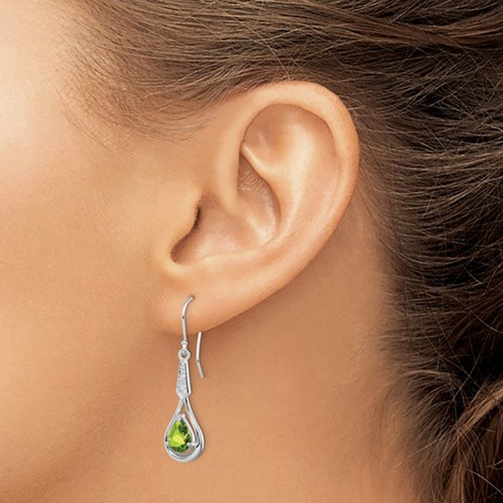 2.00 Carat (ctw) Peridot Dangle Drop Earrings in Sterling Silver Image 3