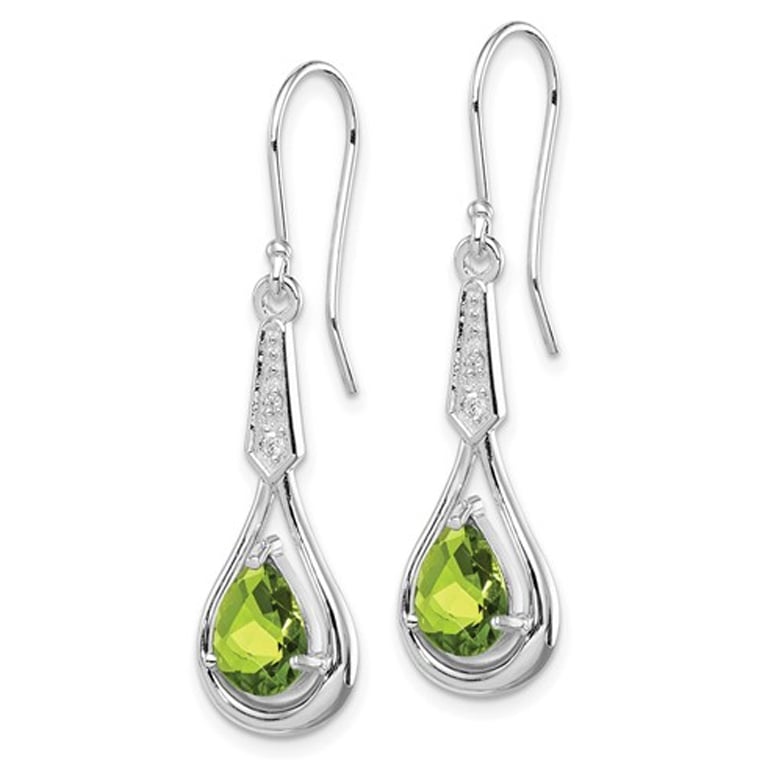 2.00 Carat (ctw) Peridot Dangle Drop Earrings in Sterling Silver Image 4