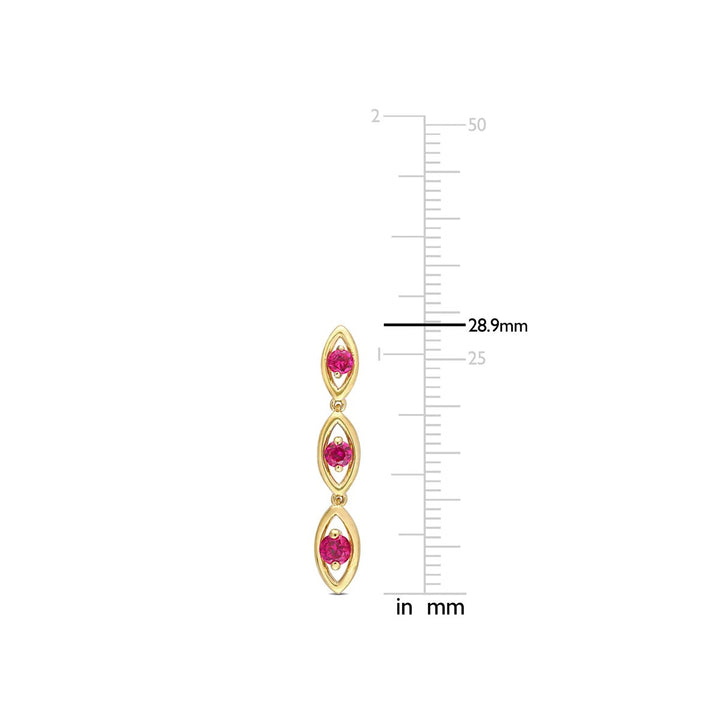 3/4 Carat (ctw) Lab-Created Ruby Earrings in Sterling Silver with Yellow Plating Image 4