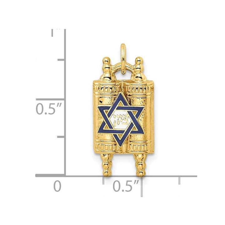 14K Gold Polished Torah Charm Pendant Necklace with Chain Image 3