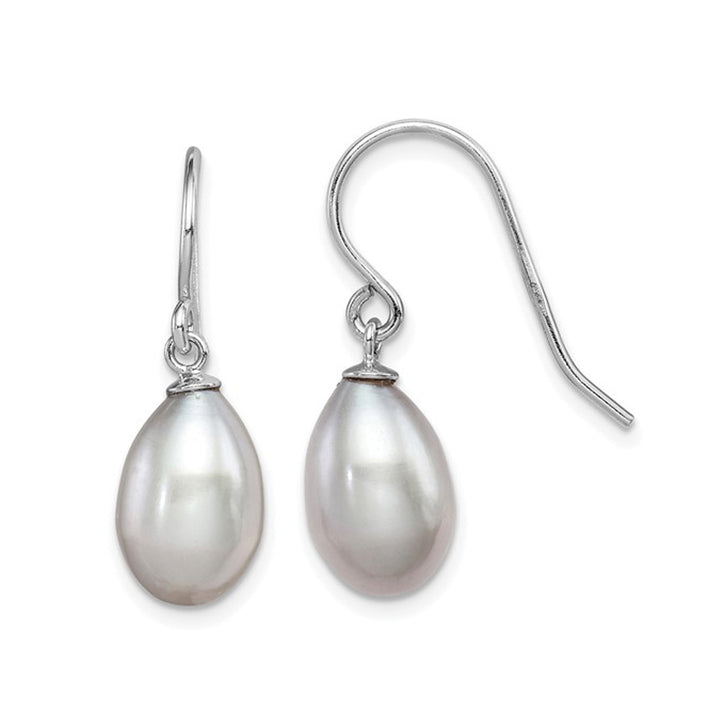 Grey Freshwater Cultured Pearl 8-9mm Dangle Earrings in Sterling Silver Image 1