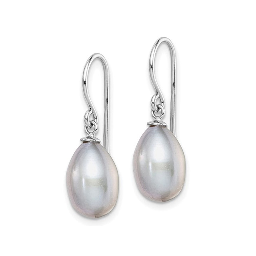 Grey Freshwater Cultured Pearl 8-9mm Dangle Earrings in Sterling Silver Image 2