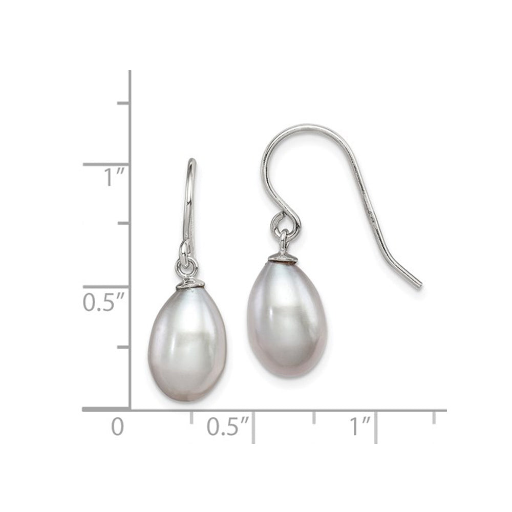 Grey Freshwater Cultured Pearl 8-9mm Dangle Earrings in Sterling Silver Image 3