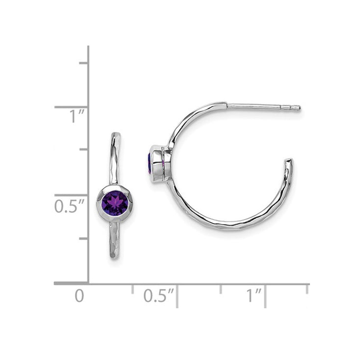 2/5 Carat (ctw) Amethyst Hoop Earrings in Sterling Silver Image 3