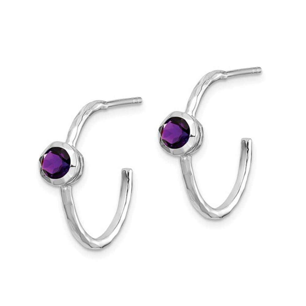 2/5 Carat (ctw) Amethyst Hoop Earrings in Sterling Silver Image 4