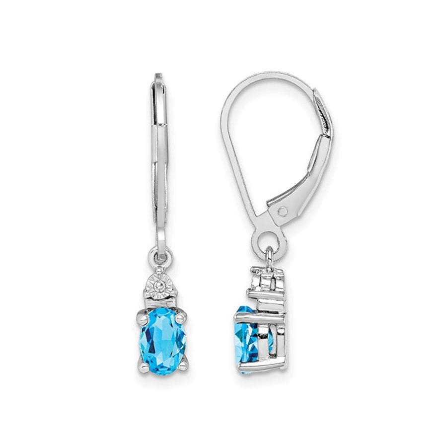 1.00 Carat (ctw) Natural Blue Topaz Leverback Dangle Earrings in Sterling Silver Image 1