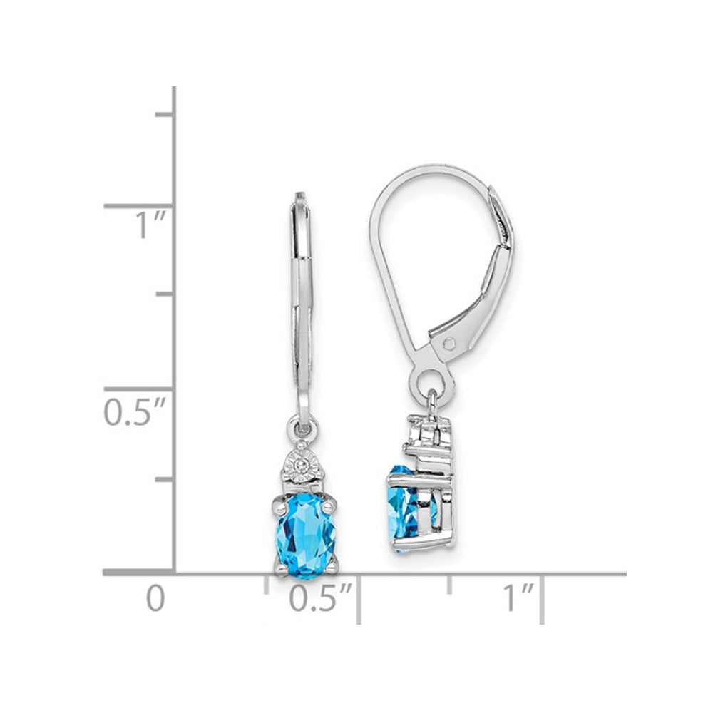 1.00 Carat (ctw) Natural Blue Topaz Leverback Dangle Earrings in Sterling Silver Image 2