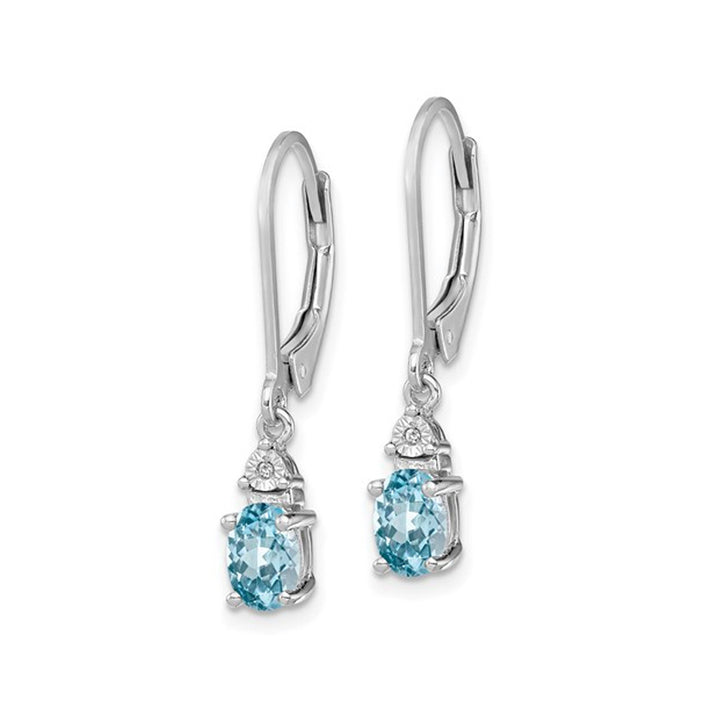 1.00 Carat (ctw) Natural Blue Topaz Leverback Dangle Earrings in Sterling Silver Image 4