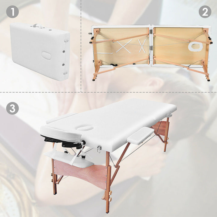 84"l Portable Massage Table Facial SPA Bed Tattoo W/free Carry Case (White) Image 4