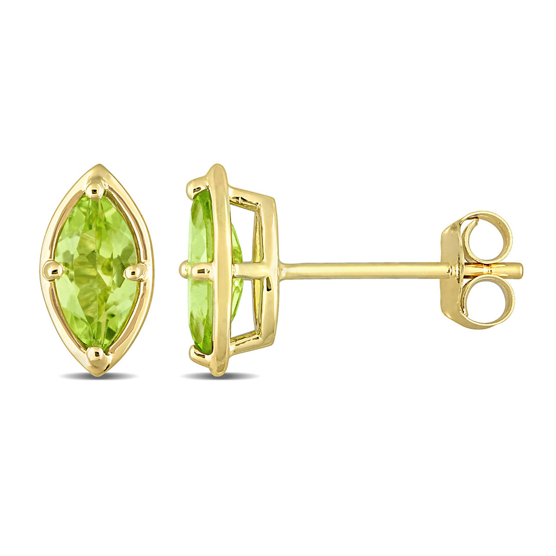 4/5 Carat (ctw) Marquise-Cut Peridot Earrings in 14K Yellow Gold Image 1