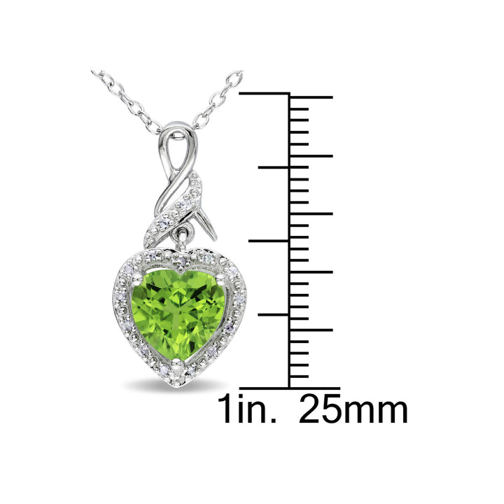 1.65 Carat (ctw) Peridot Heart Pendant Necklace in Sterling Silver with Chain Image 2