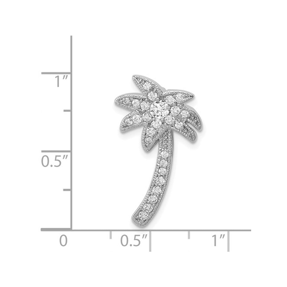 Synthetic Cubic Zirconia (CZ) (CZ) Palm Tree Pendant Necklace in Sterling Silver with Chain Image 2