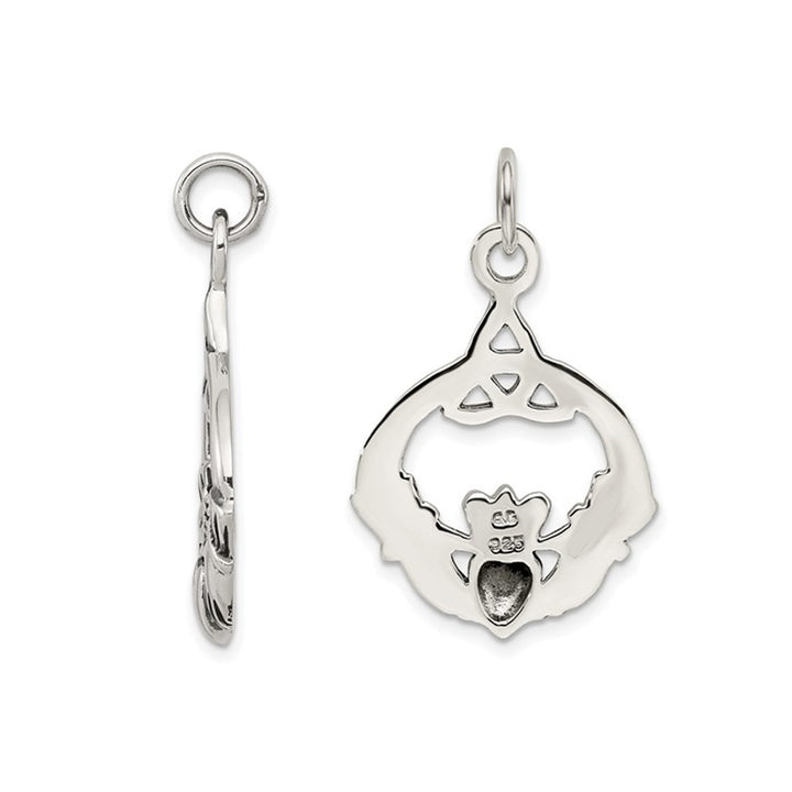 Sterling Silver Antiqued Claddagh Pendant Necklace with Chain Image 3