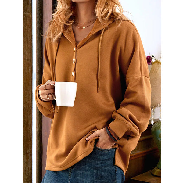 Khaki Long Sleeve Buttoned Sweatshirt Image 1