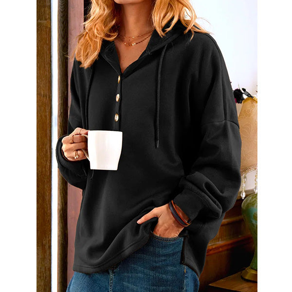 Khaki Long Sleeve Buttoned Sweatshirt Image 2