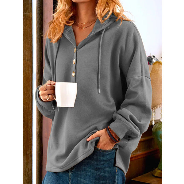 Khaki Long Sleeve Buttoned Sweatshirt Image 3