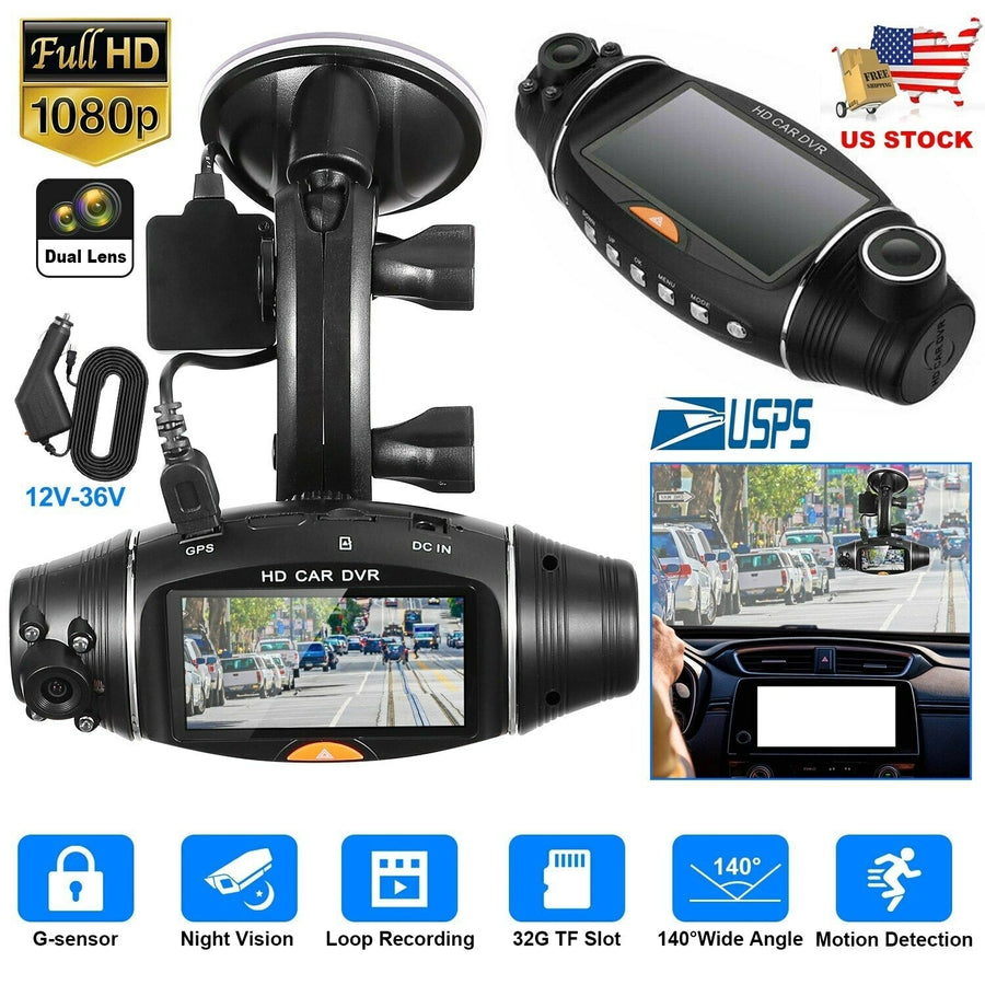 FHD 1080P Dual Lens Car DVR Dash Cam Camera Video Recorder G-Sensor Night Vision Image 1