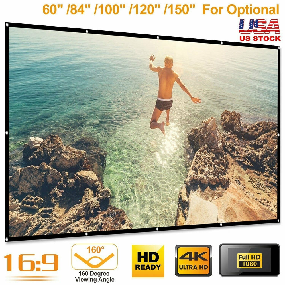 16:9 HD Foldable Projector Screen Outdoor Home Cinema Theater 150" Image 2