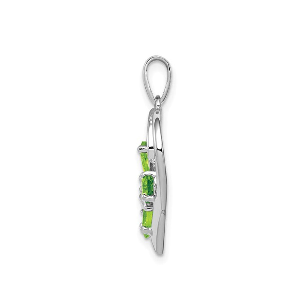 9/10 Carat (ctw) Peridot Butterfly Heart Pendant Necklace in Sterling Silver with Chain Image 2