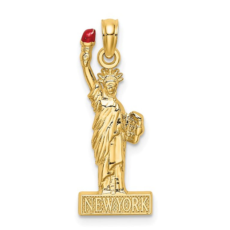 14K Yellow Gold Statue of Liberty Pendant Necklace with Chain Image 2