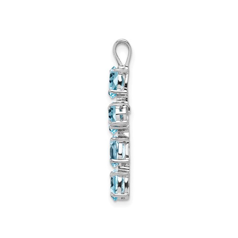 3.00 Carat (ctw) Swiss-Blue Topaz Cross Pendant Necklace in Sterling Silver Image 3