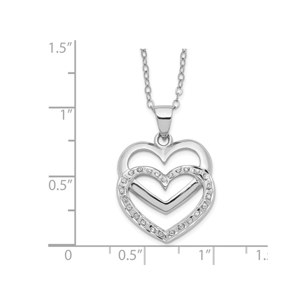 Diamond Heart Pendant Necklace in Sterling Silver with Chain Image 2