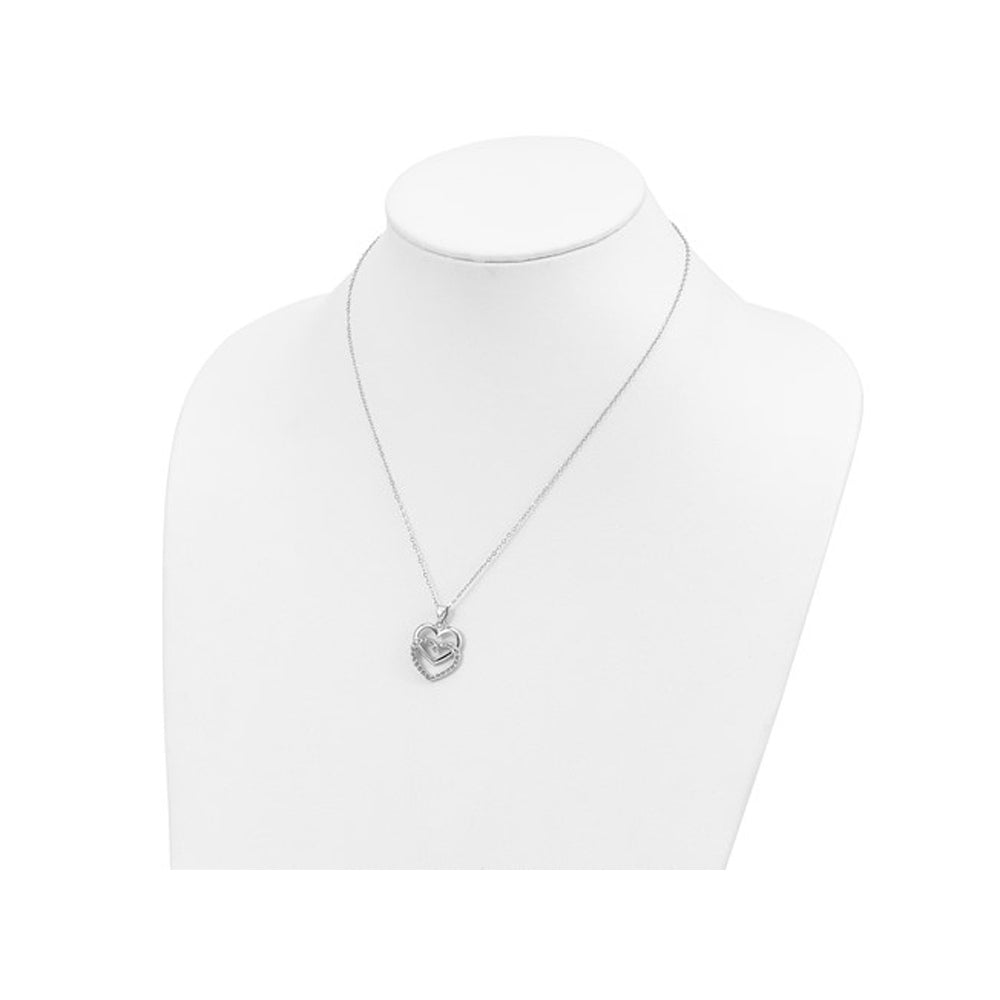 Diamond Heart Pendant Necklace in Sterling Silver with Chain Image 3