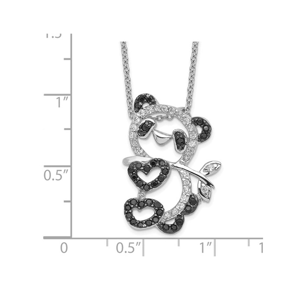 Synthetic Cubic Zirconia (CZ) (CZ) Panda Pendant Necklace in Sterling Silver with Chain Image 2