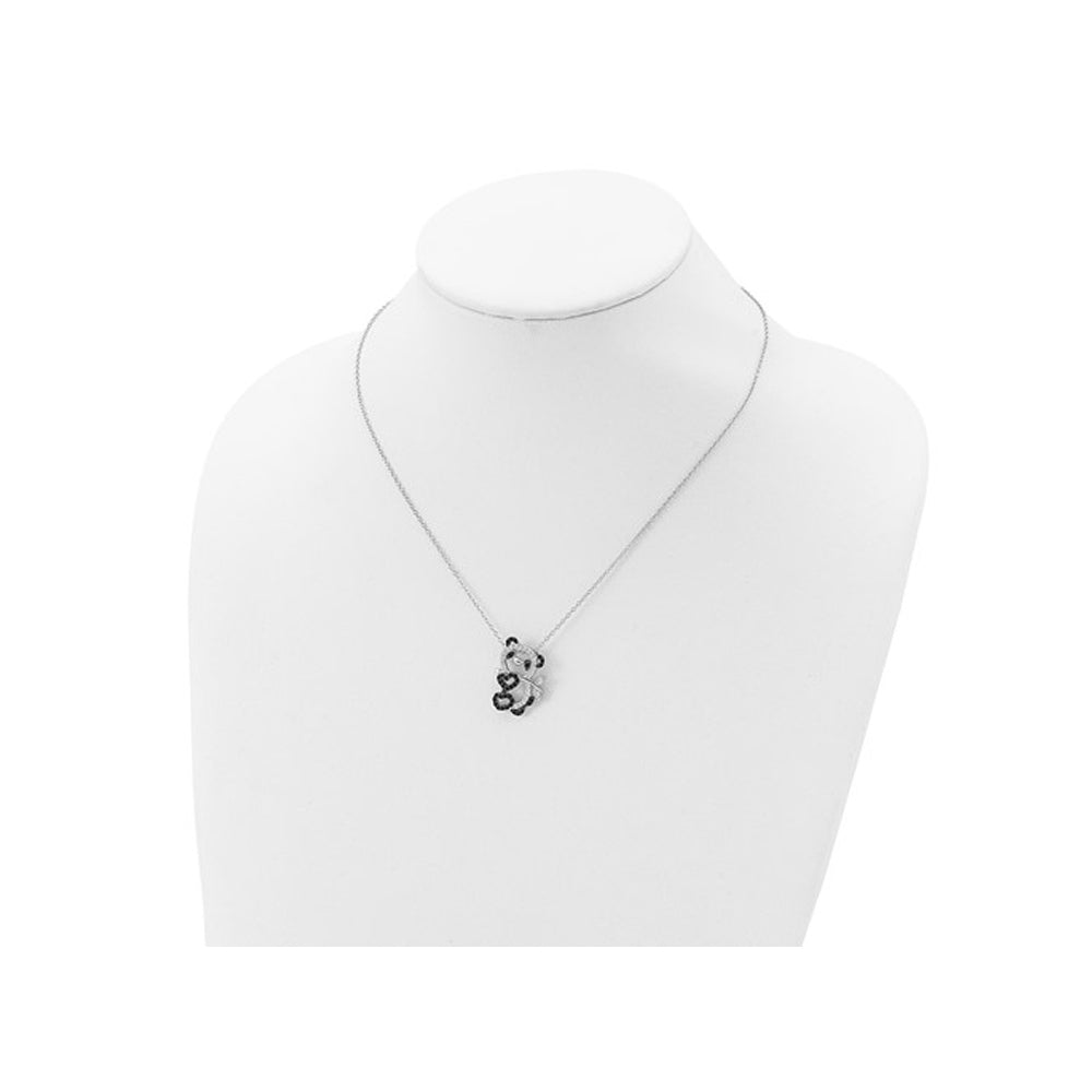 Synthetic Cubic Zirconia (CZ) (CZ) Panda Pendant Necklace in Sterling Silver with Chain Image 3