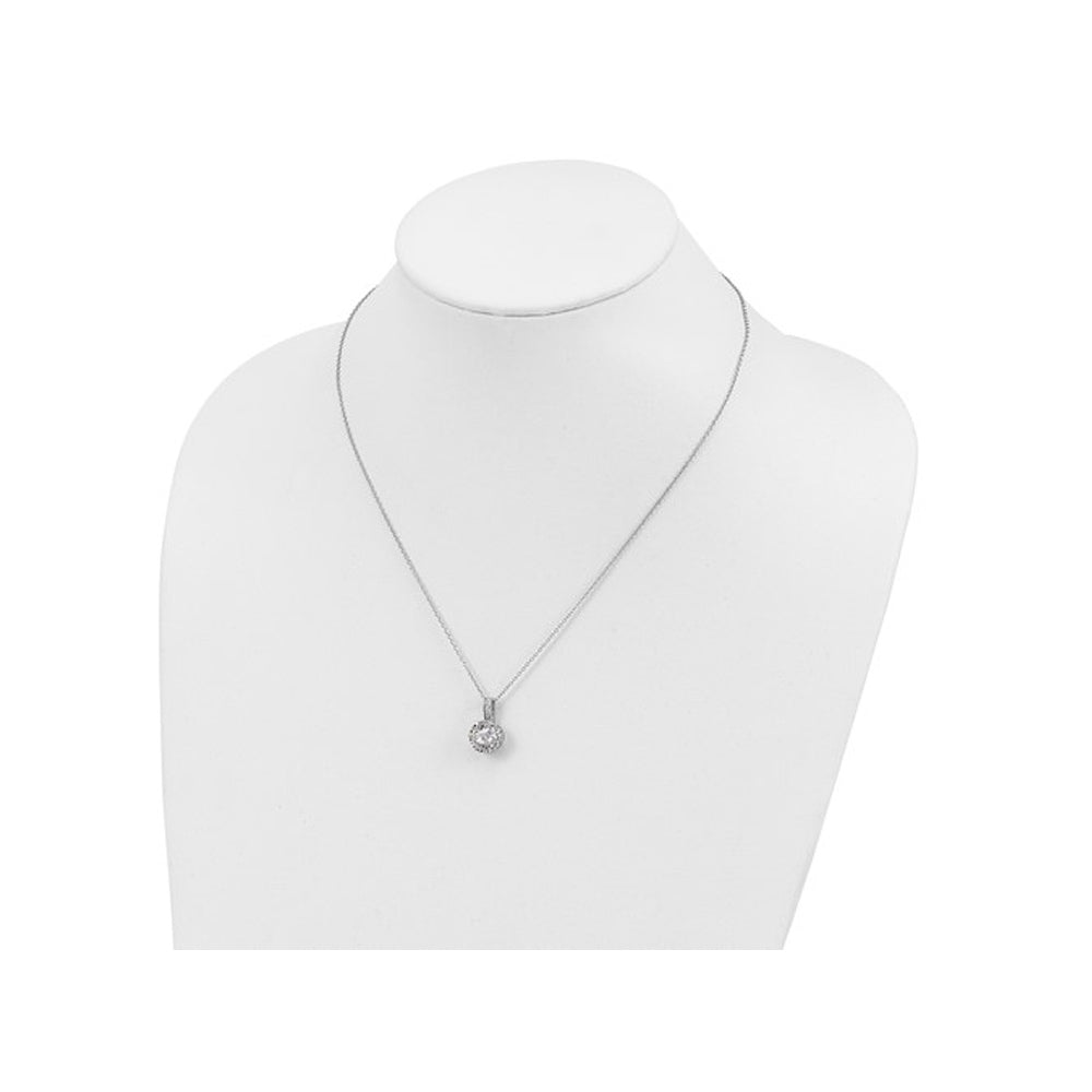 Synthetic Cubic Zirconia (CZ) (CZ) Solitaire Pendant Necklace in Sterling Silver with Chain Image 3