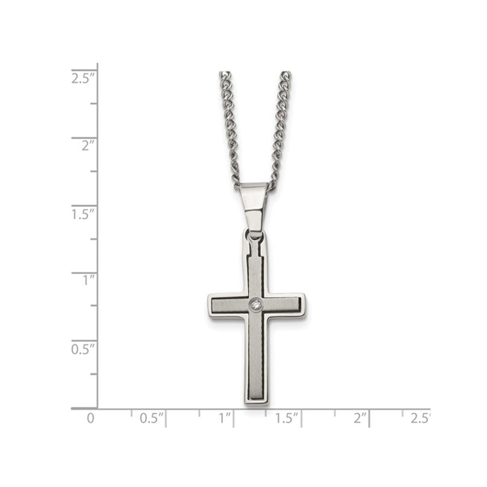 Mens Titanium Cross Pendant Necklace with Diamond Accent and Chain Image 4