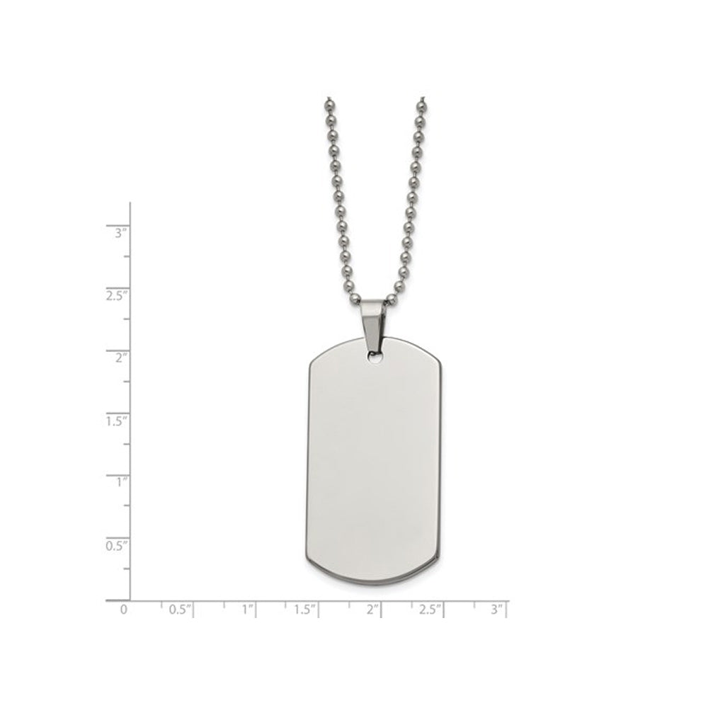 Mens Dog Tag Pendant Necklace in Tungsten with Chain Image 3