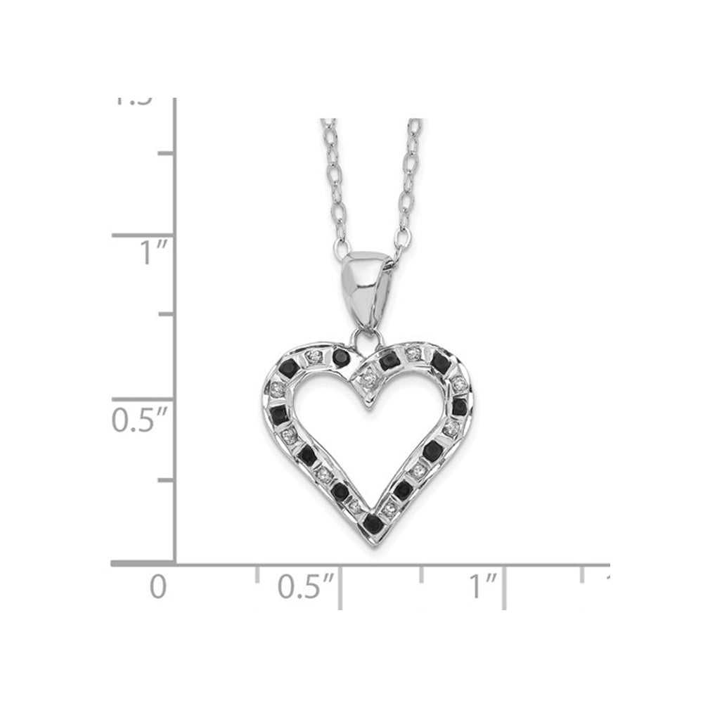 Black and White Accent Diamond Heart Pendant Necklace 18 Inches in Sterling Silver with Chain Image 3