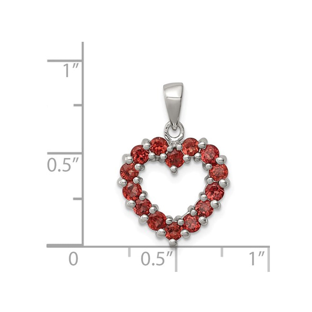 1.0 Carat (ctw) Garnet Heart Pendant Necklace in Sterling Silver with Chain Image 3