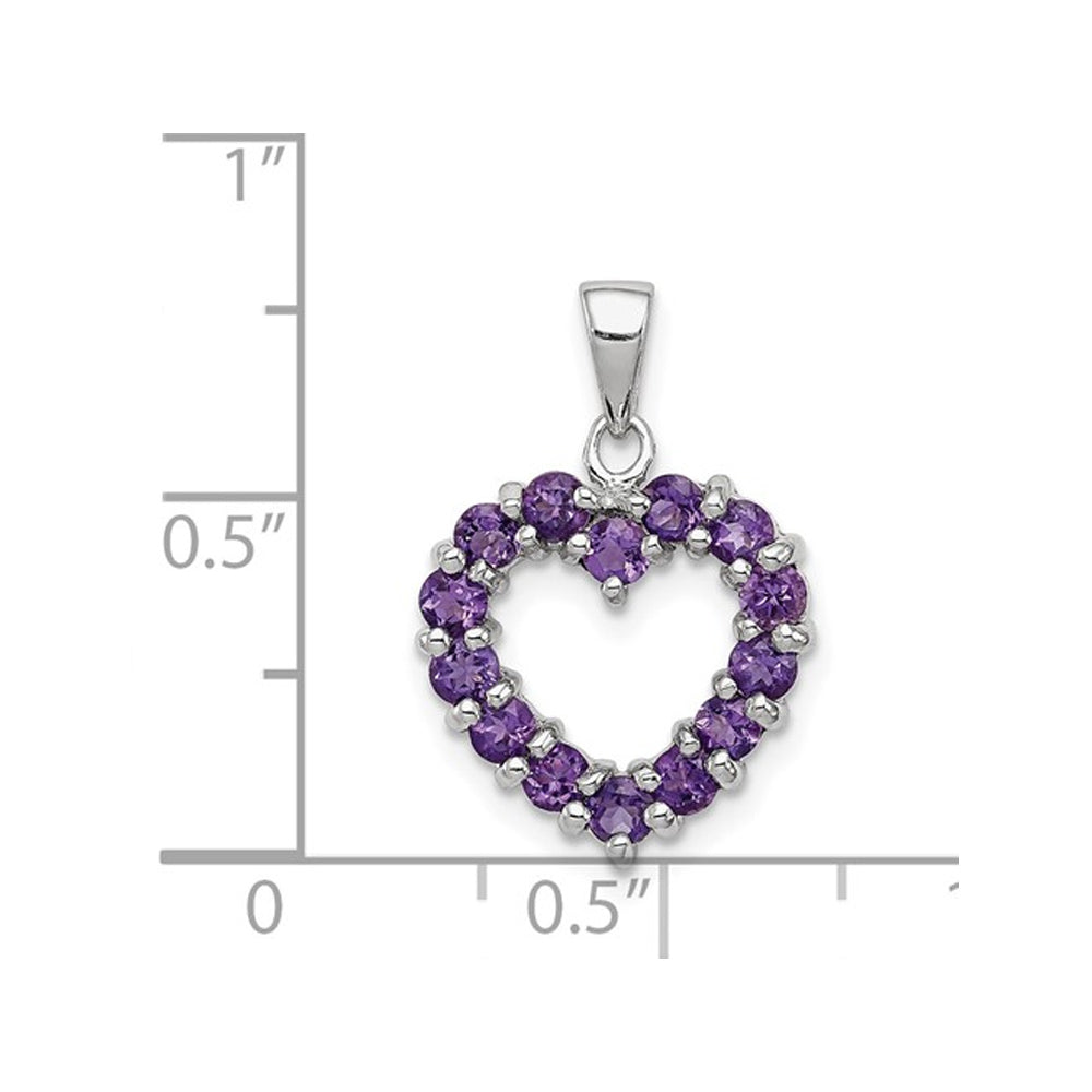 4/5 Carat (ctw) Amethyst Open Heart Pendant Necklace in Sterling Silver with Chain Image 2