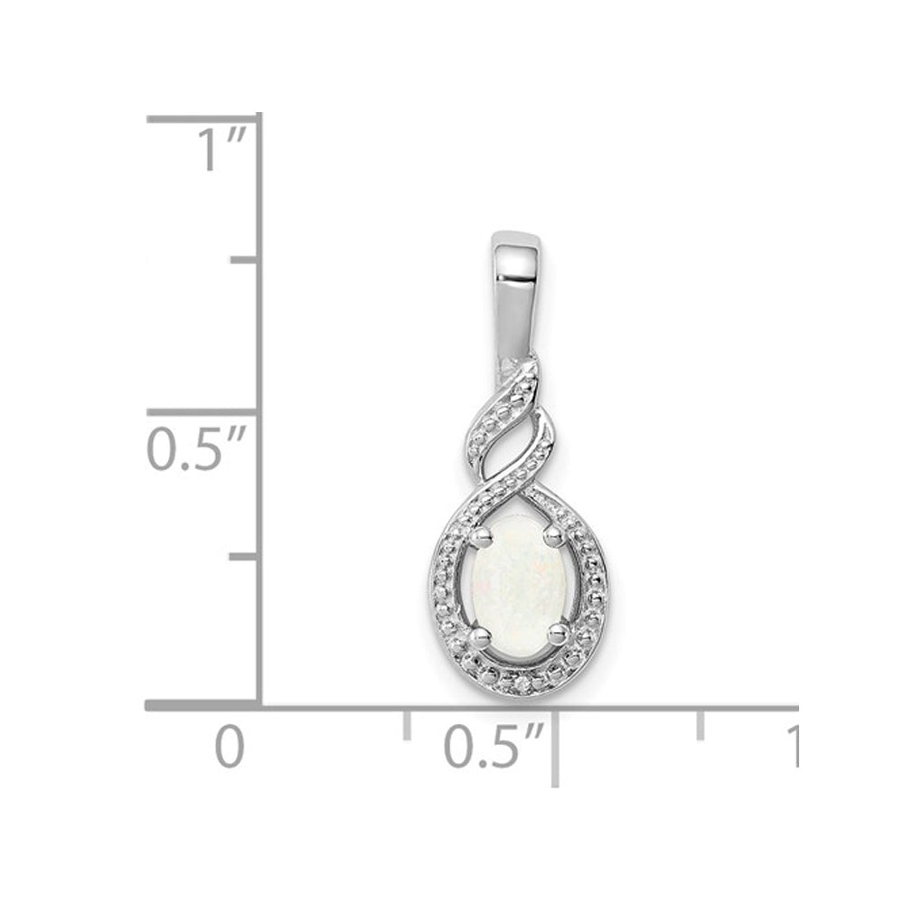 1/3 Carat (ctw) Lab-Created Opal Pendant Necklace in Sterling Silver with Chain Image 3