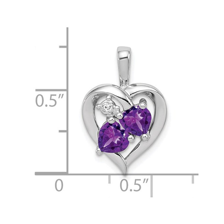 4/5 Carat (ctw) Amethyst Heart Pendant Necklace in Sterling Silver with Chain Image 2