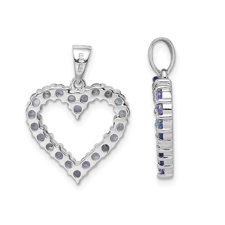 7/10 Carat (ctw) Tanzanite Heart Pendant Necklace in Sterling Silver with Chain Image 3