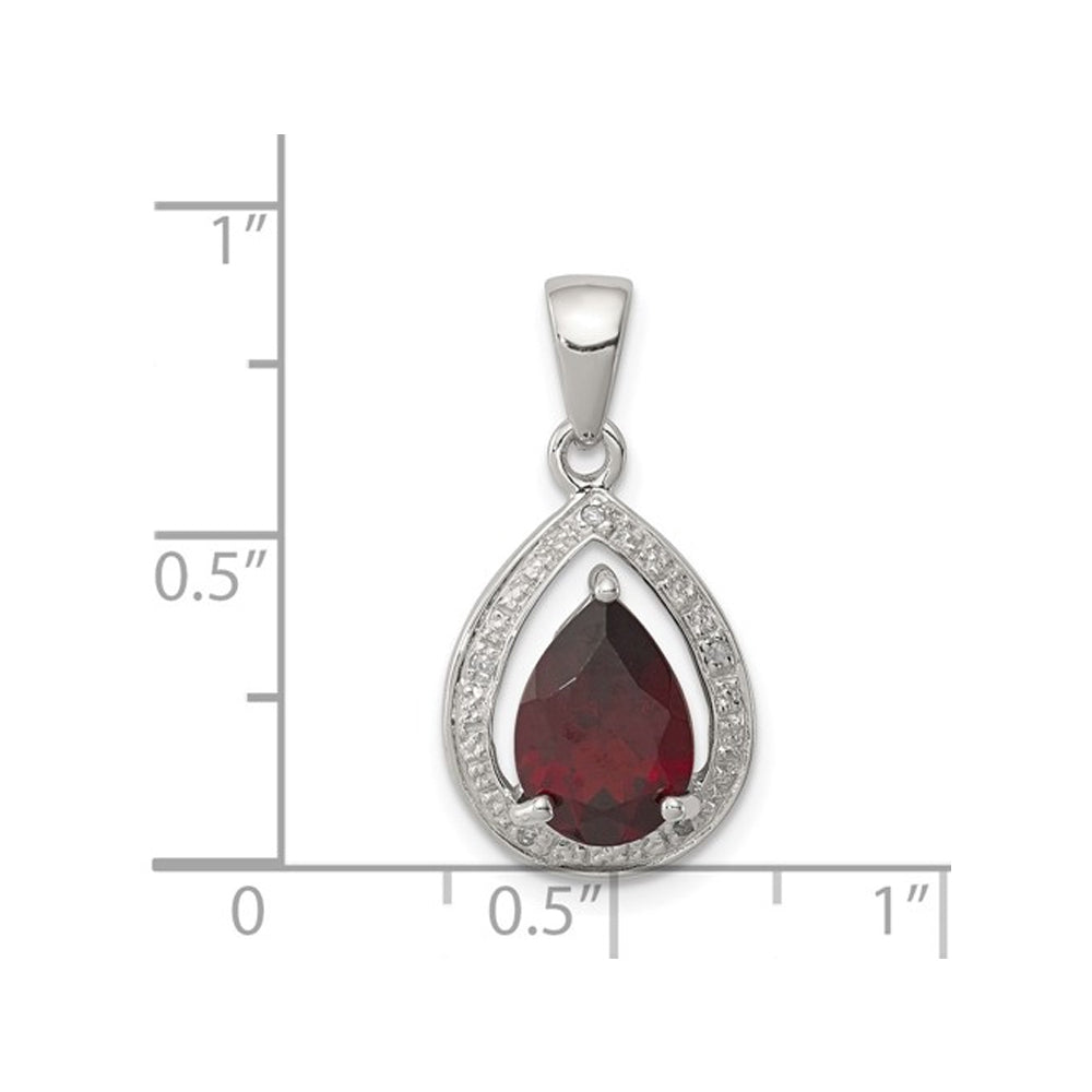 1.90 Carat (ctw) Garnet Drop Pendant Necklace in Sterling Silver with Chain Image 2