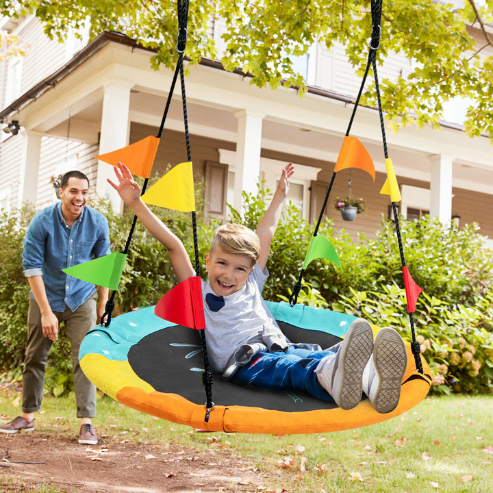 40 Flying Saucer Tree Swing Indoor Outdoor Swing w/Hanging Strap Helicopter Image 3