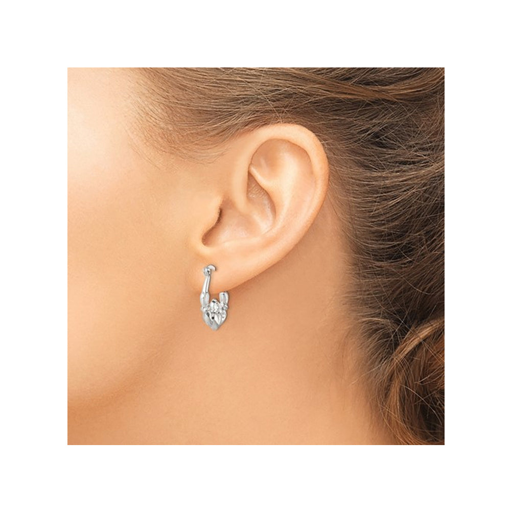 Sterling Silver Polished Claddagh Hoop Earrings Image 3