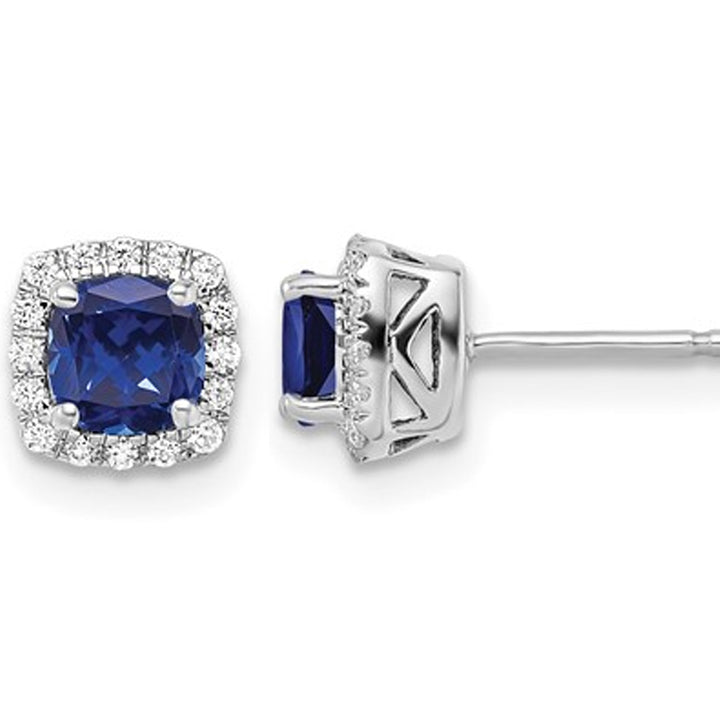 4/5 Carat (ctw) Lab-Created Blue Sapphire Earrings in Sterling Silver Image 1