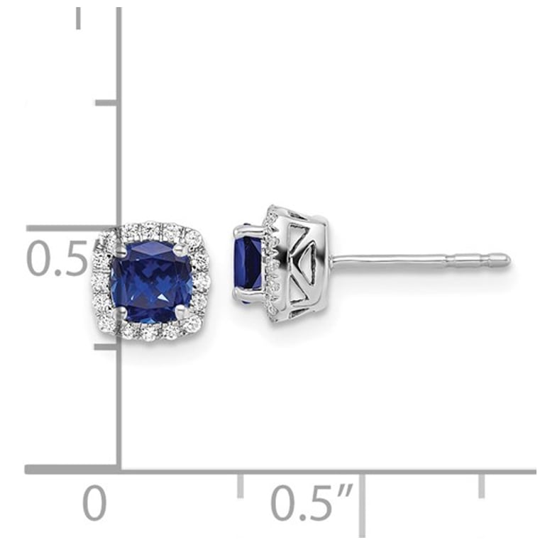 4/5 Carat (ctw) Lab-Created Blue Sapphire Earrings in Sterling Silver Image 2