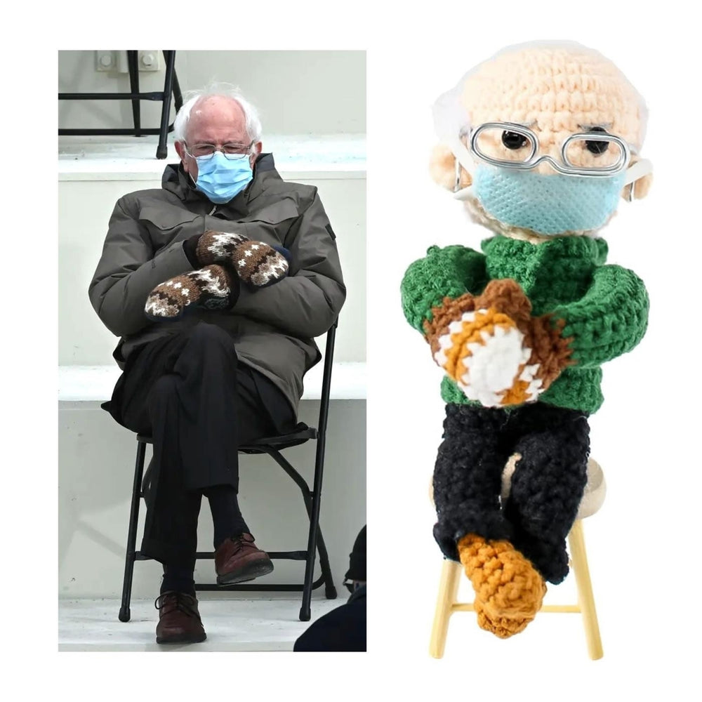 Senator Bernie Sanders Mittens Inauguration Doll Ornament Crochet Democrat Socialist Mighty Mojo Image 2