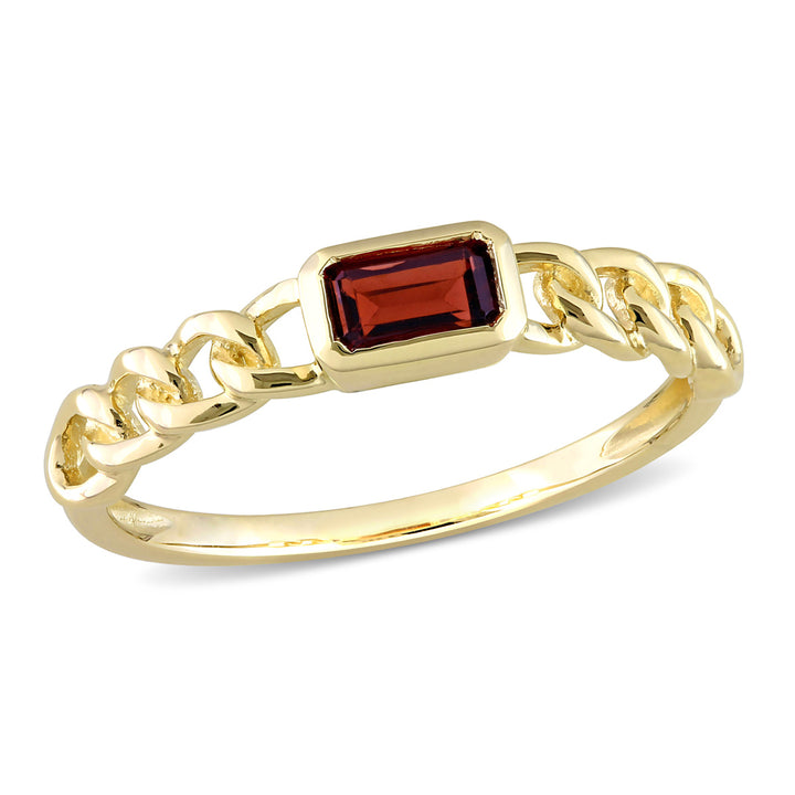 1/3 Carat (ctw) Natural Garnet Link Ring in 10K Yellow Gold Image 1