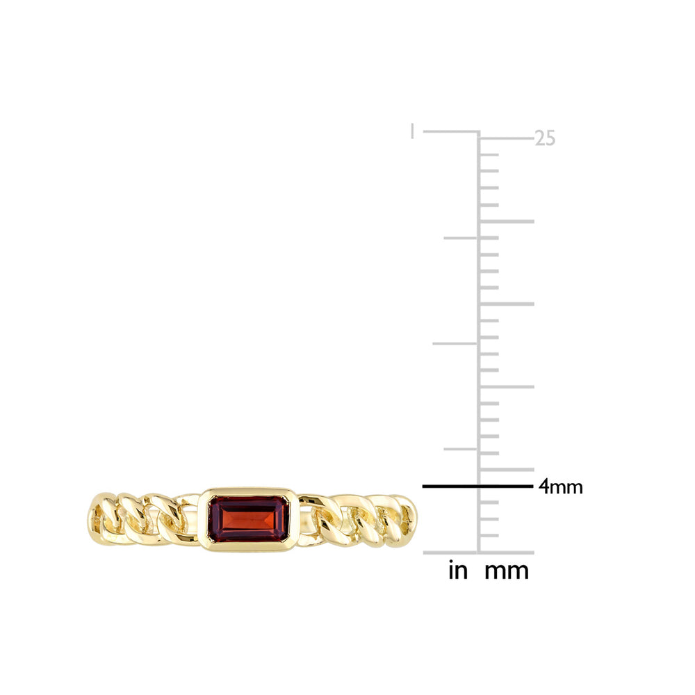 1/3 Carat (ctw) Natural Garnet Link Ring in 10K Yellow Gold Image 2