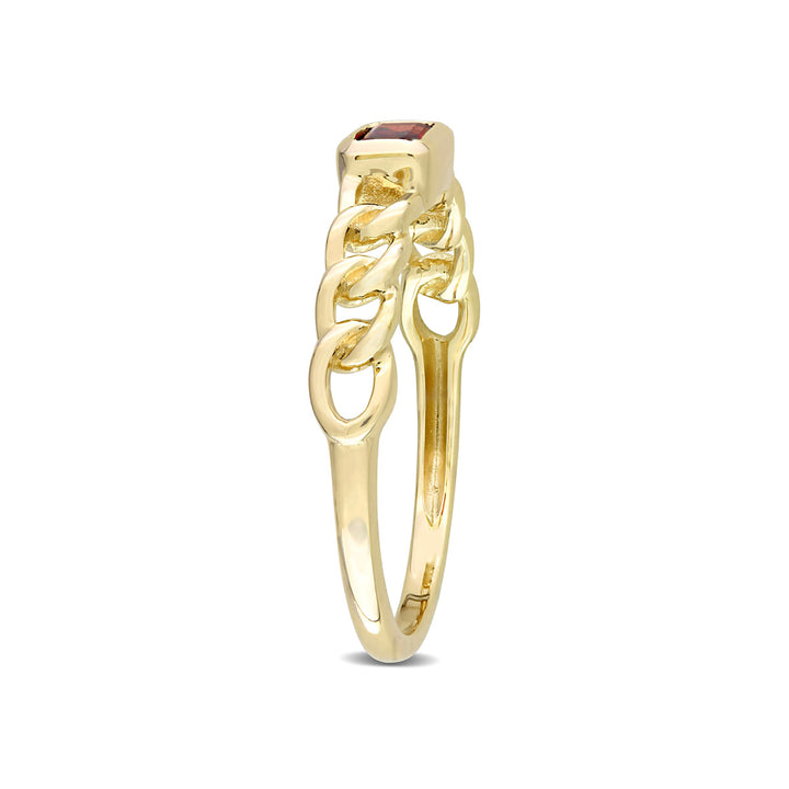 1/3 Carat (ctw) Natural Garnet Link Ring in 10K Yellow Gold Image 4