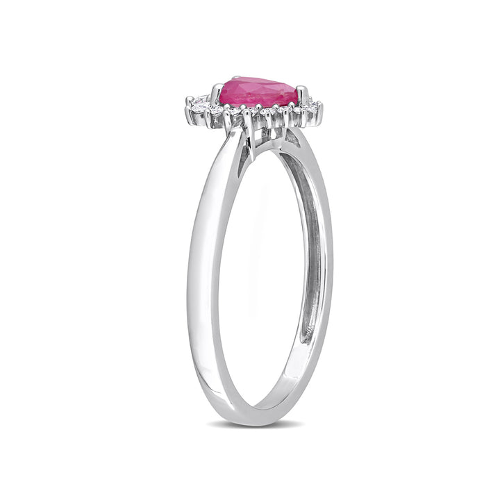 1/2 Carat (ctw) Ruby Pear-Cut Ring with Diamonds in 14K White Gold Image 3